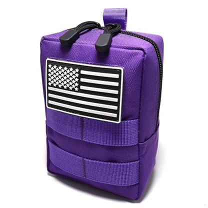 2 Pack Small Molle Pouches - Tactical Compact Water-Resistant EDC Pouch Bag Utility Belt Pouch Waist Pack Bag - color: Purple