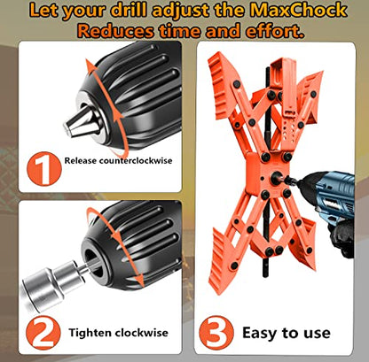 Camper X-Shaped Wheel Chock Stabilizer, 2 Sets RV Stabilizer Wheel Chock Scissor, X Chocks Wheel Stabilizer for Travel Trailer Tires Allow Drill Adjust with Hex Socket, Tool Kit and Password Locks-Red - color: red
