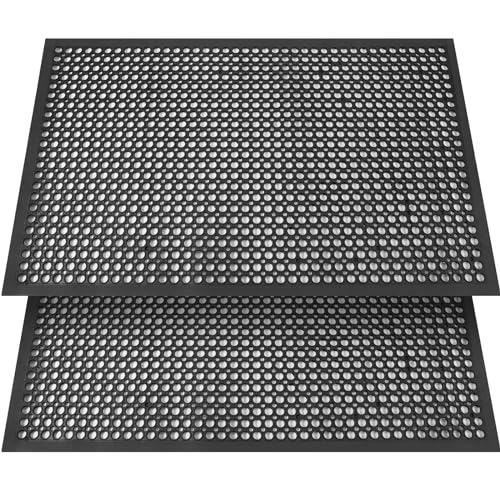 Anti Fatigue Rubber Floor Mat 2 Pack Restaurant Kitchen Mats for Floors Rubber Non-Slip Bar Floor Mats Door mat Drainage Mats Utility Garage Indoor Outdoor Use 36 x 60 Inches - size: 36" x 60" (2 Pack)