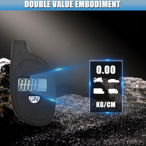 Digital Tire Pressure Gauge, 5-150PSI 4 Unit Settings Car Tire Pressure Monitor with Keychain & LCD Display, High Accuracy Auto Digital Tires Gauge for Car, Truck, Motorcycle (Black) - color: Black