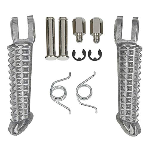 TCMT Front Footrests Pegs Footpegs Sider Fit for Yamaha YZF R1 1998-2025 R1S R1M 2015-2023 YZF R6 2003-2020 YZF R6S 2003-2009 Replace for 1KB-27461-00-00 - color: Sliver