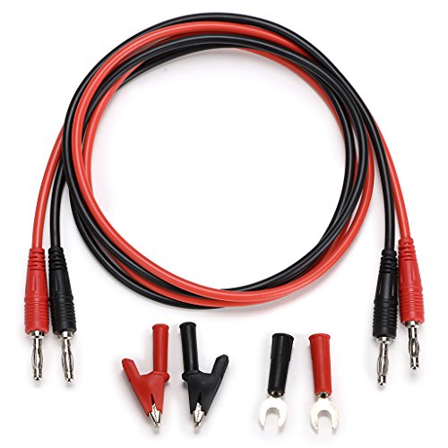 Sumnacon 4 in 1 Banana Plug Alligator Clip Pure Copper Fork Test Lead, 3.3 ft Multimeter Flexible Test Lead Wire Cable with Protective Jack Copper Clamps for Electrical Testing 1000V/15A - size: 3.3 ft
