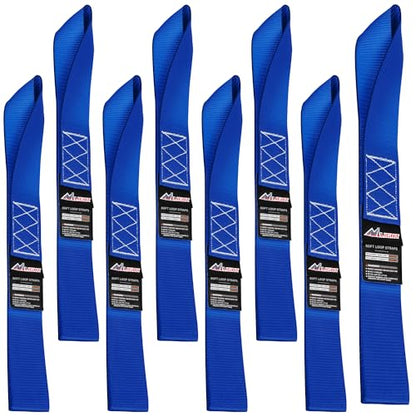 Nilight Soft Loop 1.7”×17" Motorcycle Tie Down Straps Heavy Duty 12000Lbs Max Break Strength for Securing ATV UTV Kayak Moving Cargo (8PK-Blue) - color: Blue