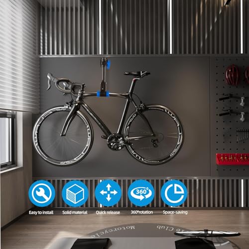 Urban Deco Bike Repair Stand, Wall Mounted Bike Work Stand, 360 Swivel Clamp, Holds Up to 20 kg, Black+Blue, Ideal for Home Maintenance - size: 27 inch straight
