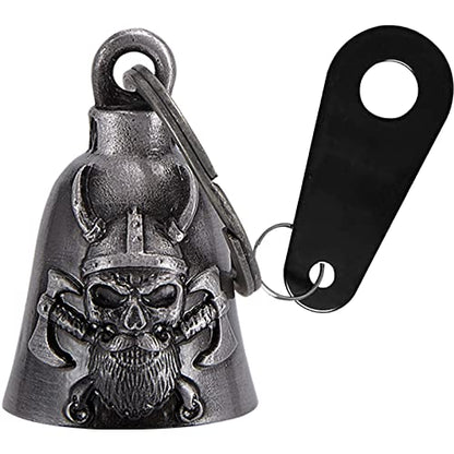 Dream Apparel Motorcycle Bell Guardian Angel Drive Away Gremlin, Biker Bell for Men Women Rider Riding, Good Luck Gift - color: Viking Skull and Crossed Axes