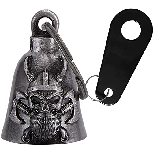 Dream Apparel Motorcycle Bell Guardian Angel Drive Away Gremlin, Biker Bell for Men Women Rider Riding, Good Luck Gift - color: Viking Skull and Crossed Axes