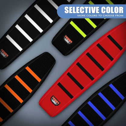 Motorcycle Dirt Bike Seat Cover Compatible with Yozma IN10 Universal Dirt Pit Motocross Rubber Seat Cushion (Red Black Ribs) - color: Red Black Ribs