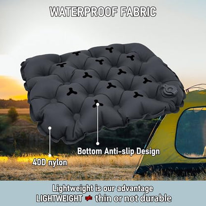 Inflatable Seat Cushion, Lightweight Stadium Seat Pad, Travel Air seat Cushion Anti-Slip for Airplane, Long Flights, Hiking, Climbing, Home and Camping, Compact Air Cushion - color: Black(two Pack)
