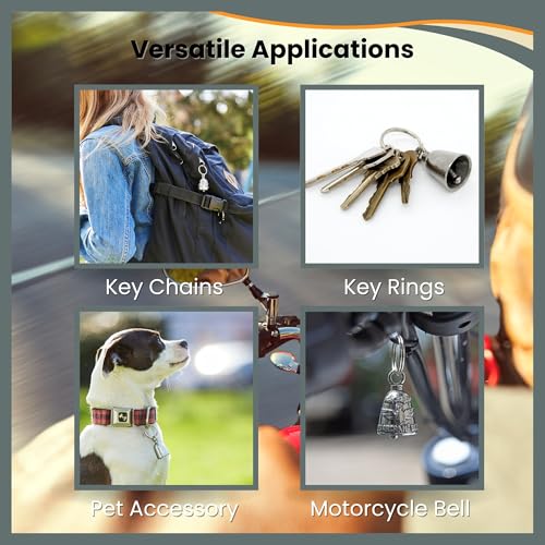 Guardian Bell Liberty Good Luck Bell w/Keyring & Black Velvet Gift Bag | Motorcycle Bell | Lead-Free Pewter | Made in USA - color: Liberty