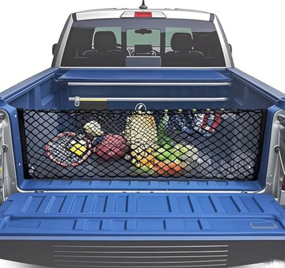 ZMD Truck Bed Cargo Net Nylon Universal Heavy Duty Truck Storage Mesh Pouch Pickup Cargo Organizer Trunk Mesh Cargo Net (51x18 Inch) - size: 51 x 17.7 Inches