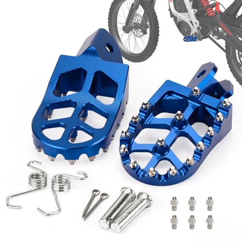 XINGWU Dirt Bike Foot Pegs for Surron Light Bee X/S E-Ride Pro SS/SR/S Talaria MX3 MX4 Segway X160/X260 CRF150F 230F 250F Electric Dirt Bike Foot Peg Rests (Blue) - color: Blue