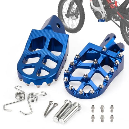 XINGWU Dirt Bike Foot Pegs for Surron Light Bee X/S E-Ride Pro SS/SR/S Talaria MX3 MX4 Segway X160/X260 CRF150F 230F 250F Electric Dirt Bike Foot Peg Rests (Blue) - color: Blue