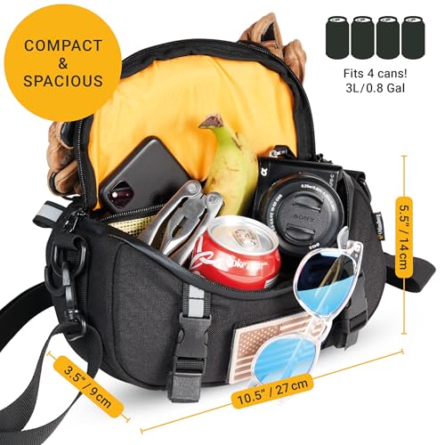 Odinsberg Multifunctional Bicycle & Motorcycle Handlebar Bag, 3L Water Resistant, Compatible with Most Handlebar Types, Black