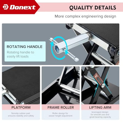 Motorcycle Lift Scissor Jack, 1200 LB Capacity Wide Deck Hoist Stand Maintenance Bikes ATVs Garage Repair Center Stand Lift Jack, Black - color: black