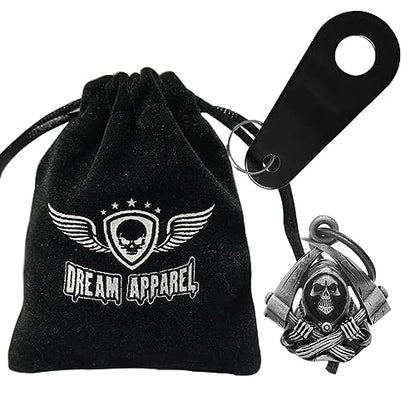 Dream Apparel Motorcycle Bell Guardian Angel Drive Away Gremlin, Biker Bell for Men Women Rider Riding, Good Luck Gift - color: Grim Reaper