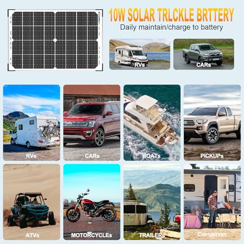 SOLPERK 30W Solar Battery Charger Solar Battery Maintainer + Upgrade 10A MPPT Charge Controller + Adjustable Mount Bracket for Car RV Boat Motorcycle，12V Waterproof Solar Panel Kit Trickle Charging - size: 30W MPPT