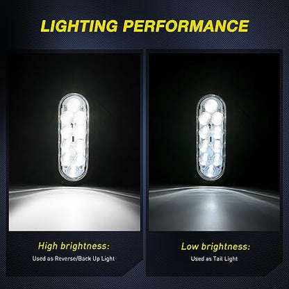 Nilight 6 Inch Oval Trailer Tail Light with Flush Mount Grommets Plugs w/Mounting Brackets 2PCS White Waterproof Reverse Back Up Lights for RV Truck - color: 2Pcs White Trailer Lights+Brackets