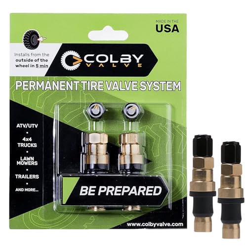 Colby Valve Permanent Valve Stem Replacement Kit | Heavy Duty Metal Emergency Valve Stems for Tubeless Tires | Quick Install from Outside of the Wheel | Made in USA from Quality 360 Brass Components - size: Standard
