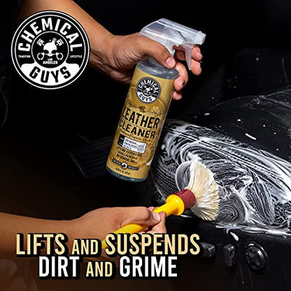 Chemical Guys SPI1091601 Leather Cleaner and Conditioner Leather & Interior Care Bundle + SPI22016 Total Interior Cleaner & Protectant, Safe for Cars, Home, Office, & More (16 fl oz) 3 Items - style: 16 Fl Oz KIT + Total Interior