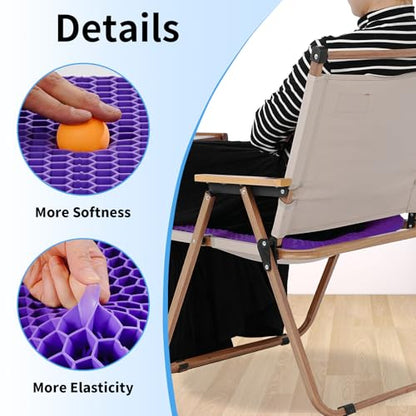Gel Seat Cushion, Cooling Honeycomb Cushion for Long Sitting, Tailbone & Coccyx Pain Relief, Ergonomic Office Chair Pad, Breathable for Car Seat & Wheelchair(Light Purple) - color: Light Purple