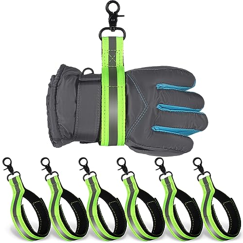 Kanayu 6 Pcs Green Firefighter Glove Strap Heavy Duty Gear Glove Safety Holder Straps with Reflective Firefighting Gear Accessories - color: Green