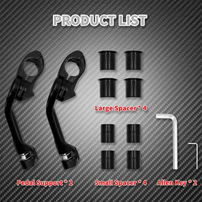 Motorcycle 32mm 1.25" Long Angle Highway Pegs Mount Kit Fits For Harley Touring Road King Street Glide Road Glide Electra Glide Softail Dyna Sportster XL 883 For 1-1/4" Engine Guards Black