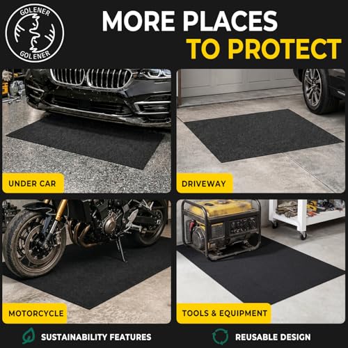 Golener Oil Spill Mat - Garage Floor Mat, Absorbent Oil Pad, Premium Maintenance Mat, Waterproof, Contain Liquid, Protect Garage Surface from Spill & Stain, Reusable, Washable, Durable, Black, 48”x96” - size: 4' x 8' (Rectangular)