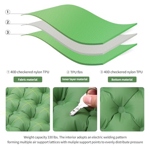 Inflatable Seat Cushion,16 Inch Portable Lightweight Waterproof Stadium Seat Pad, Inflatable Seat Cushion for Air Travel,Hiking, Office, Car, for Pressure Relief No Pump Needed - color: Green