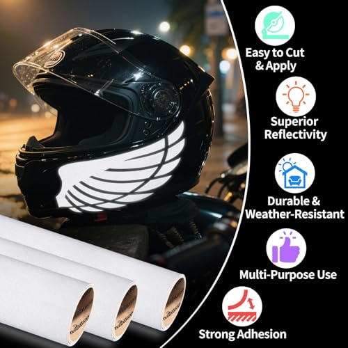TECKWRAP White Reflective Chrome Adhesive Vinyl Flashlight Sensitive Vinyl for Crafts, Decals, Bikes, Motorcycles, Helmets, Mailbox, Reflective Tape, 1ftx5ft, White - color: White