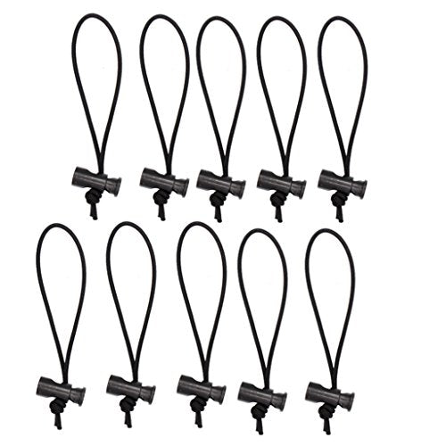 Foto&Tech Multipurpose Extra Thick Elastic Cable Tie and Organizer, Adjustable Cable Strap Toggle Tie, Reusable Tangle Tamer, Cable Management for Cord and Cable (10x 16CM, Black) - color: Black, size: 10x 16CM