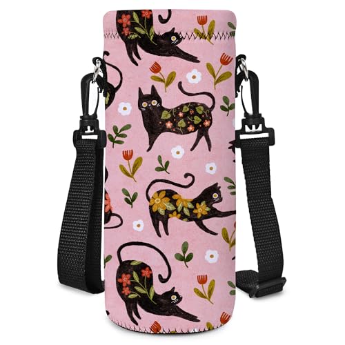 RICHEN Neoprene Water Bottle Carrier Bag with Adjustable Shoulder Strap,Insulated Water Bottle Cover for Stainless Steel/Glass/Plastic Bottles - color: BC-51, size: 750ml