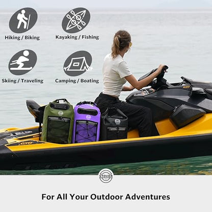 STOVER 5/10/25/30/40/55L Waterproof Dry Bag- Roll-Top Backpack w/Phone Case- Kayaking, Hiking, Camping, Boating- Men/Women - color: 30l Purple (With Phone Case), size: 30L