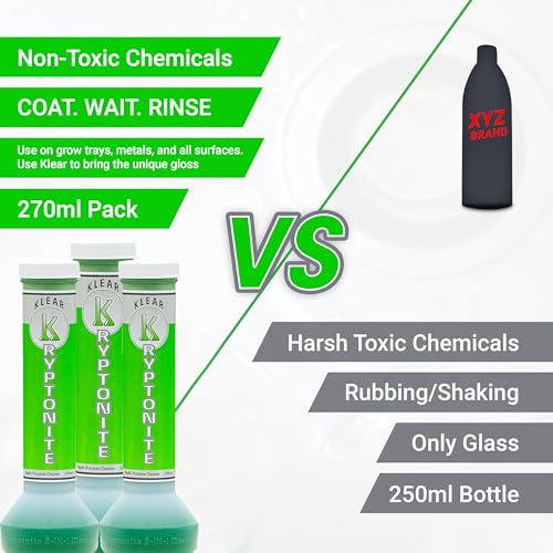 KLEAR Kryptonite Multipurpose Glass Cleaner 3-Pack | Powerful 5 in 1 Cleaning Combo | Glass Friendly & Alcohol-Free Glass Cleaner| Coat, Relax, Rinse| 9 oz (Pack of 3) - style: Pack of 3