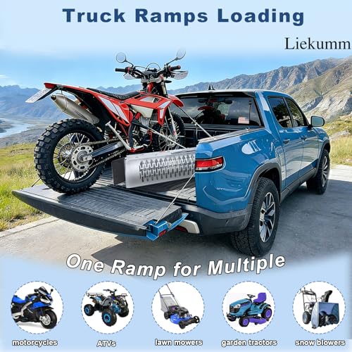 LIEKUMM 67" Folding Motorcycle Ramp, 500 lbs Heavy Duty Loading Ramp for Pickup Trucks, Portable Truck Ramp for Dirt Bike, Trailer, Lawn Mower (1-Pack) - size: 67"L x 9"W（1PC)