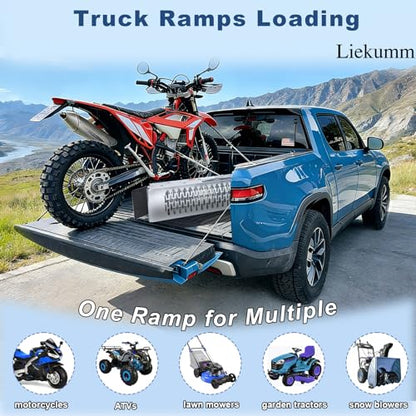 LIEKUMM 67" Folding Motorcycle Ramp, 500 lbs Heavy Duty Loading Ramp for Pickup Trucks, Portable Truck Ramp for Dirt Bike, Trailer, Lawn Mower (1-Pack) - size: 67"L x 9"W（1PC)