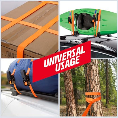 Ratchet Straps 2 Pack – 1 Inch x 13 Feet, 2000 lb Heavy Duty Tie Down Straps with S Hooks, Cargo Straps for Truck Trailer Motorcycle Straps, Luggage Straps