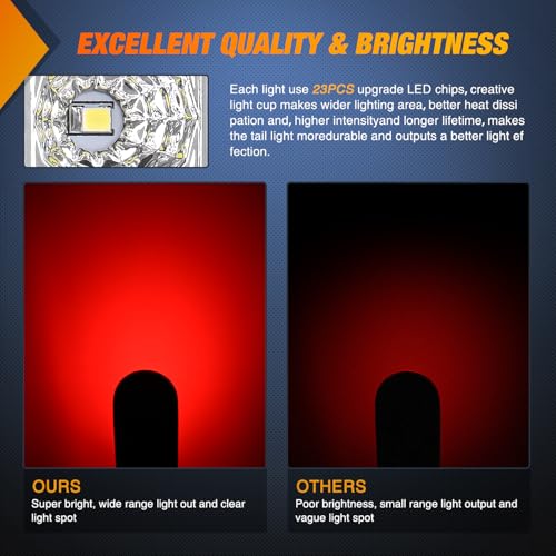Nilight 2PCS 6Inch Oval LED Trailer Tail Lights Red White 23LEDs w/Flush Surface Mount Grommets IP67 Waterproof Stop Brake Running Reverse Backup Light for Trucks RV - color: 2Pcs 6" Red/White Tail Lights