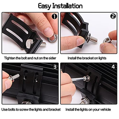 LED Light Bar Mounting Brackets Kit - 2PCS Bottom Mounted Slide Base Bracket Adjustable Universal for LED Pods Work Light Bars, for Jeep Offroad Truck SUV - size: LED Light Bar Adjustable Brackets