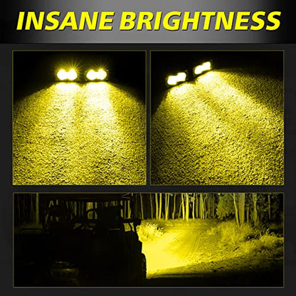 Yellow LED Pods, AKD Part 3 Inch CREE LED Ditch Lights 40W Spot Flood Combo LED Fog Lights Small Yellow Chase Light Bar Pods 2 Pack for Truck Motorcycle Dirt Bike SUV UTV ATV Surron Toyota - color: Yellow