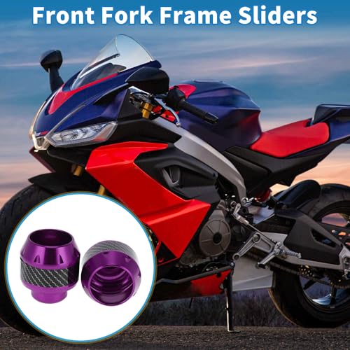 Motorcycle Frame Sliders Falling Protection Wheel Crash Protector Scooter Moped Aluminum Alloy Purple 2 Pcs - color: Purple