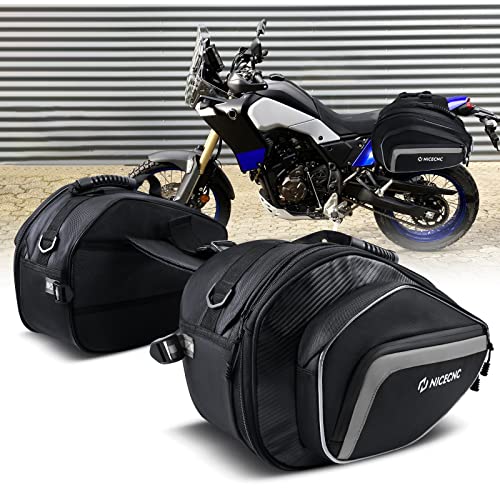 NICECNC Motorcycle Saddlebags, 50L Saddle Bags Motorcycles Throw Over Side Bags Compatible with Harley Honda Suzuki Yamaha Adventure Street Glide Dual Sport, silver - color: Silver