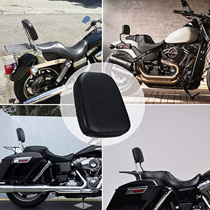 Universal Motorcycle Black Rectangular Synthetic Leather Rear Sissy Bar Backrest Cushion Pad for Harley