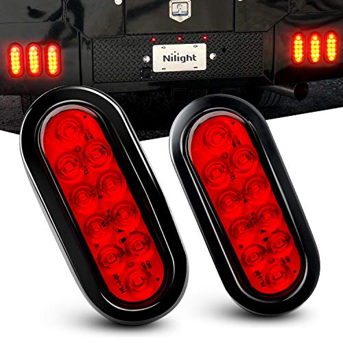 Nilight - TL-01 6" Oval Red LED Tail 2PCS w/Surface Mount Grommets Plugs IP65 Waterproof Stop Brake Turn Trailer Lights for RV Truck Jeep - color: 2Pcs 6" Trailer Tail Lights