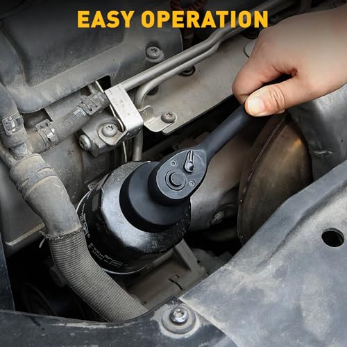 ELEAD 7-Piece 24-38mm Oil Filter Socket Wrench Set, 3/8'' Drive Oil Filter Cap Removal Tool, Oil-change Kit with 3/8'' Drive Ratchet Wrench Handle, Compatible with Toyota BMW Audi VW Porsche Vehicles - style: 24-38mm