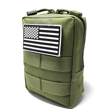 2 Pack Small Molle Pouches - Tactical Compact Water-Resistant EDC Pouch Bag Utility Belt Pouch Waist Pack Bag - color: Green