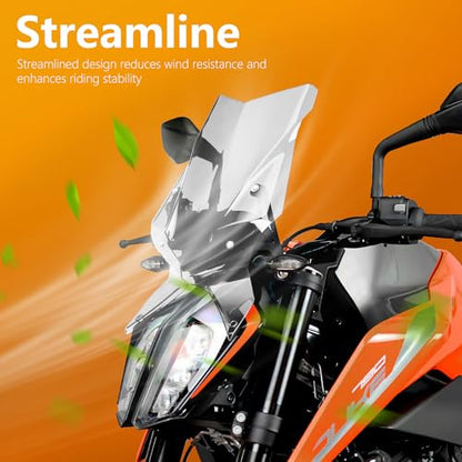 For Duke 790 Duke 890 Windshield Windscreen Wind Screen Wind Deflector Guard for 790 DUKE 2018-2024/Duke890 2020 2021 2022 2023 Motorcycle Windshields (Transparent)