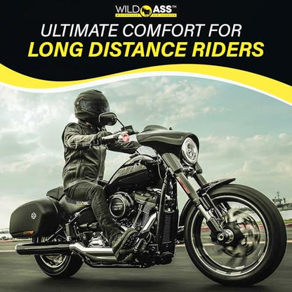 Wild Ass Motorcycle Air Gel-Sport Seat Cushion - Ergonomic Universal Fitting Air Adjusting Pad with Straps - Ultimate Rider Comfort & Relief, Cool Flow Motorcycle Accessories for Long Rides - Black - style: Air Gel