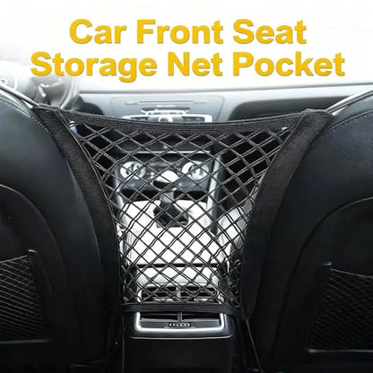 Cargo Net for Motorcycle Helmet Storage, 10"X11" High-Elastic Double Layer Bungee Net with 4 Adjustable Hooks, Luggage Strap Rack Expansion Organizer Pocket for Motorbike Trike Cycle
