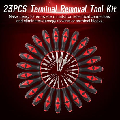 23PCS Universal Terminal Release Kit, Wire Connector Removal Pin Electrical Terminal Removal for Most American Domestic and Imported Vehicles - size: 23PCS