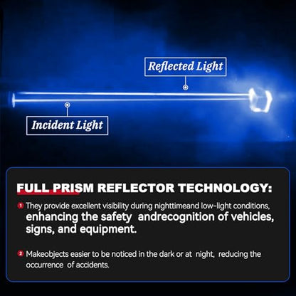 PHIXBEAR 20 Pcs Super Reflection Reflective Stickers, Blue, Safety Reflective Tape for Car, Bike, Mailbox, Helmet, Outdoor, Waterproof, 3.15" X 1.18" - color: Blue